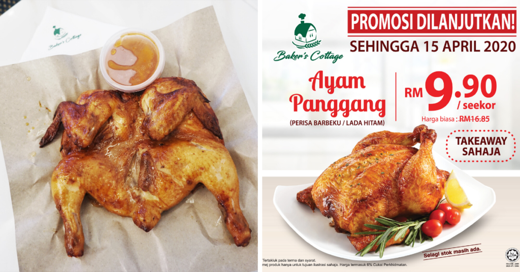 Baker's Cottage Is Having An Awesome RM9.90 Promo For A Whole Roast Chicken Till 15th April