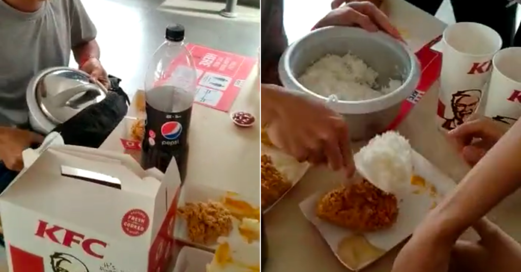 WATCH Malaysian Brings Rice Cooker Filled With Rice Into KFC To Pair